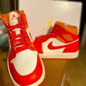 Air Jordan 1 - Burnt Orange, Orange, White. Wmns-10 1/2, Men-9. Never worn